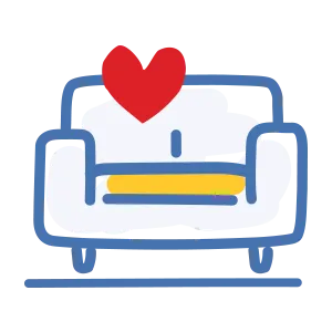 illustrated Ronald McDonald family room icon. What we do