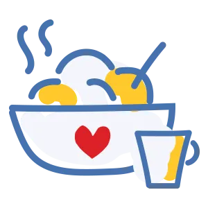 illustrated icon of a warm meal. Ronald McDonald House