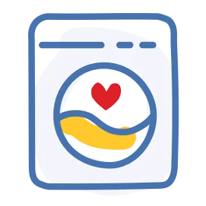 illustrated icon of a washing machine, representing a laundry room. Ronald McDonald House